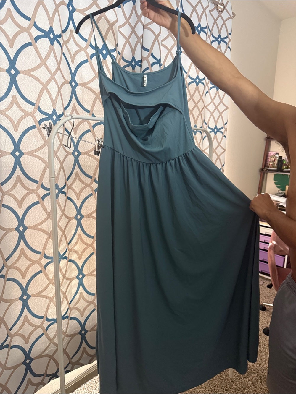 Halara Women’s Teal Blue Maxi Dress with Drape Neckline